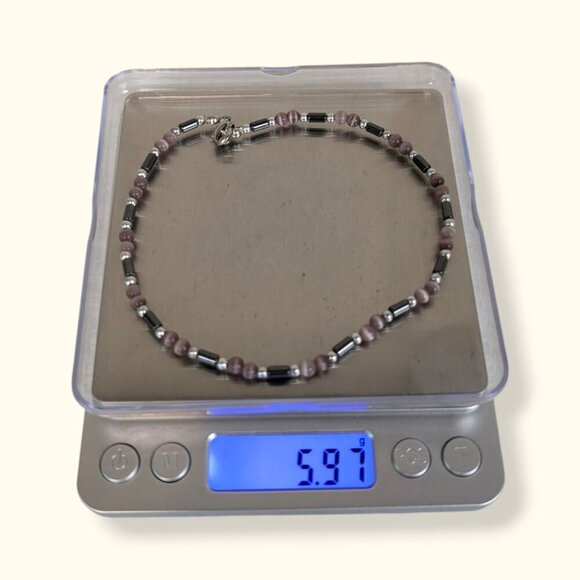 (2/$20) Beaded Hematite & Glass Anklet - Picture 4 of 4